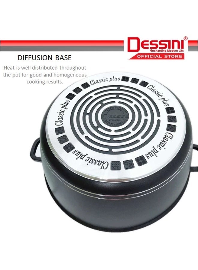 DESSINI ITALY Granite Aluminium Non Stick Casserole Pot Bowl Deep Fry Pan Cookware Tool (12 Pcs) ( Dark Purple ) - Image 3